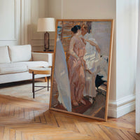 Le tableau accroché en situation dans un intérieur meublé.
