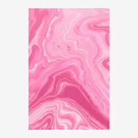 Motifs abstraits en ondulations organiques, dégradés de rose poudré à rose vif avec contours blancs.