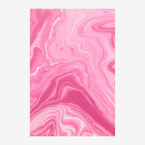 Motifs abstraits en ondulations organiques, dégradés de rose poudré à rose vif avec contours blancs.