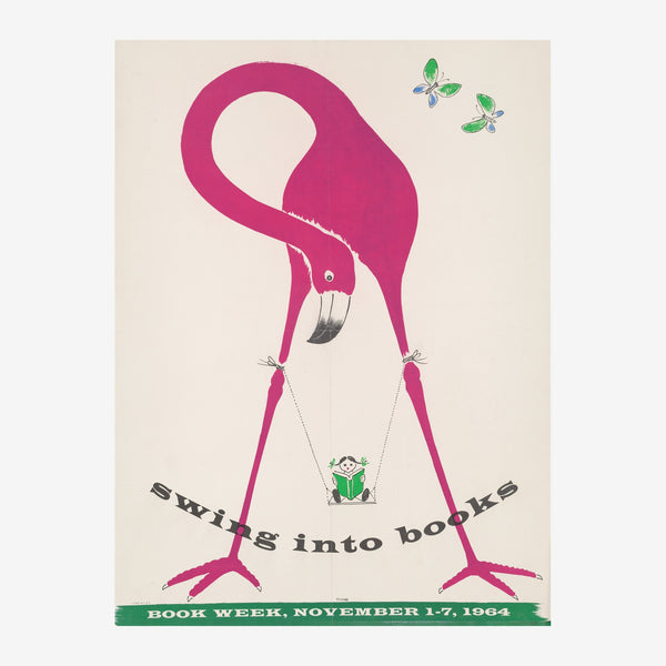 Affiche vintage flamant rose, pop art rétro années 60 — Toile sur châssis