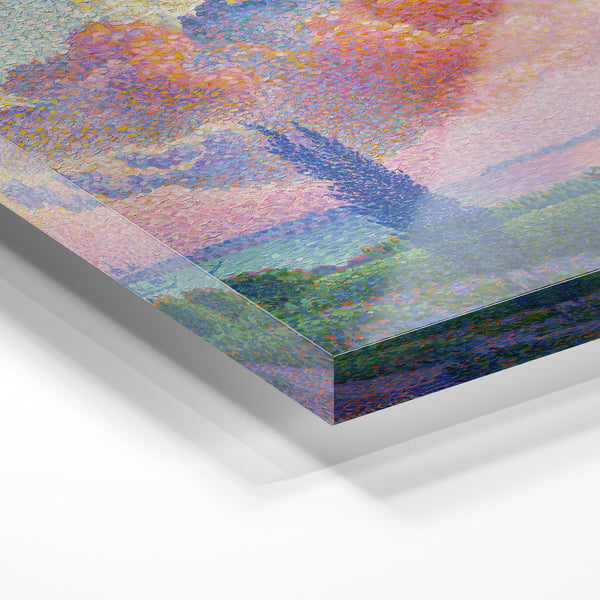 Paysage pointilliste au coucher de soleil — Verre acrylique