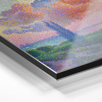 Gros plan du relief : la surépaisseur d'encre en lumière rasante sur aluminium Dibond.