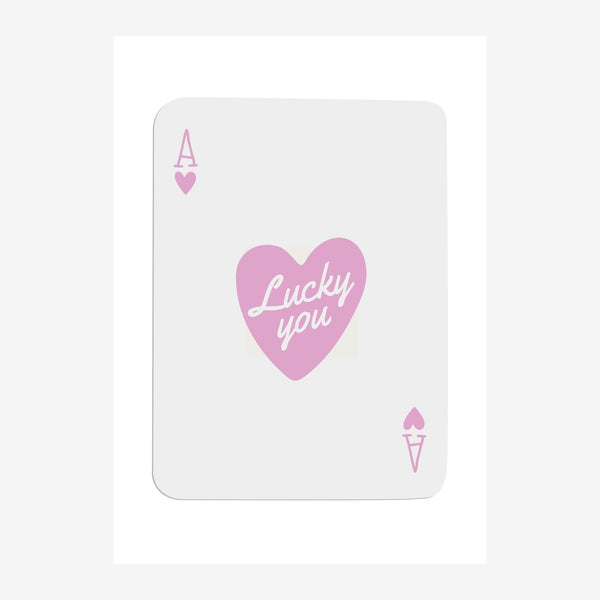 Carte Ace of Hearts rose et blanc pop-art — Toile sur châssis