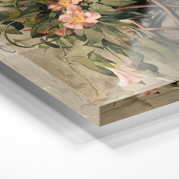 Fleurs rose et terracotta dans un vase suspendu — Verre acrylique