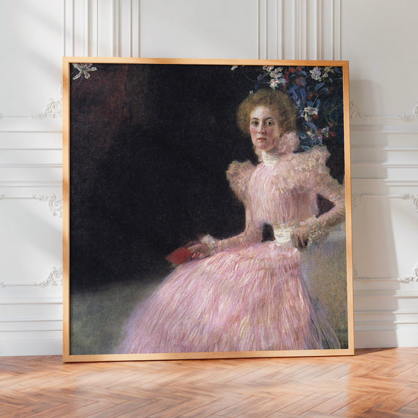 Portrait de femme rose poudré, style classique — Poster HP mat