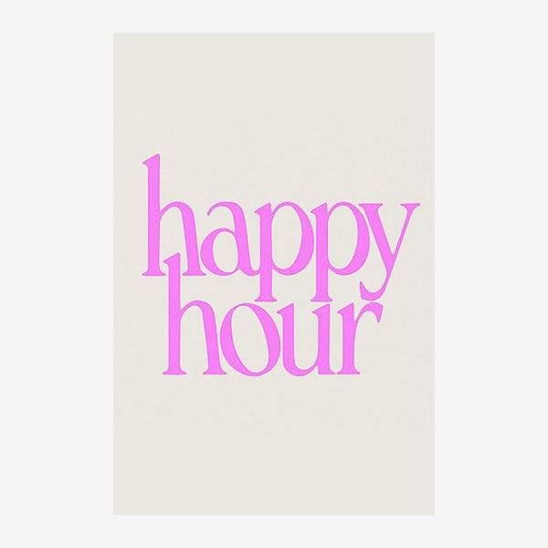 Happy hour pop art rose, affiche typographique rétro — Toile sur châssis