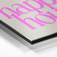 Gros plan de la matière : le tirage contrecollé sur aluminium Dibond mat, tranche visible.