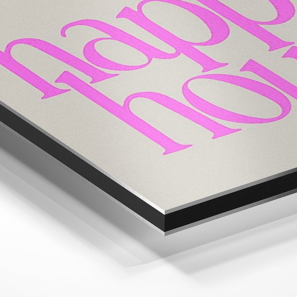 Happy hour pop art rose, affiche typographique rétro — Aluminium Dibond