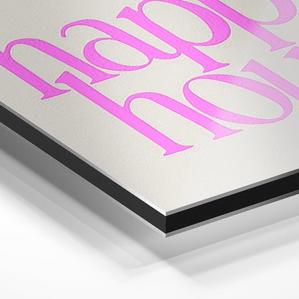 Happy hour pop art rose, affiche typographique rétro — Aluminium Dibond relief 3D