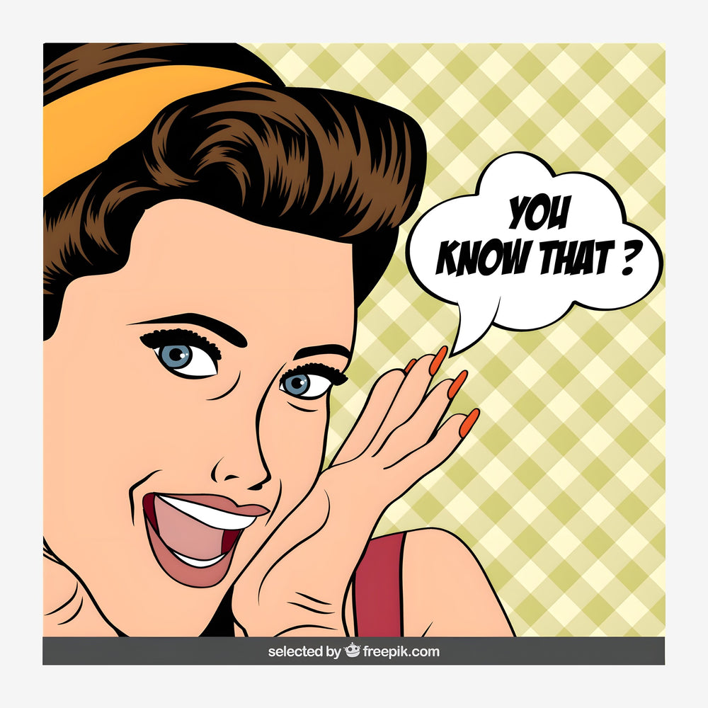 Illustration pop-art d'une femme aux cheveux bruns coiffés en volume, aux yeux bleus et sourire éclatant, dans une bulle de.