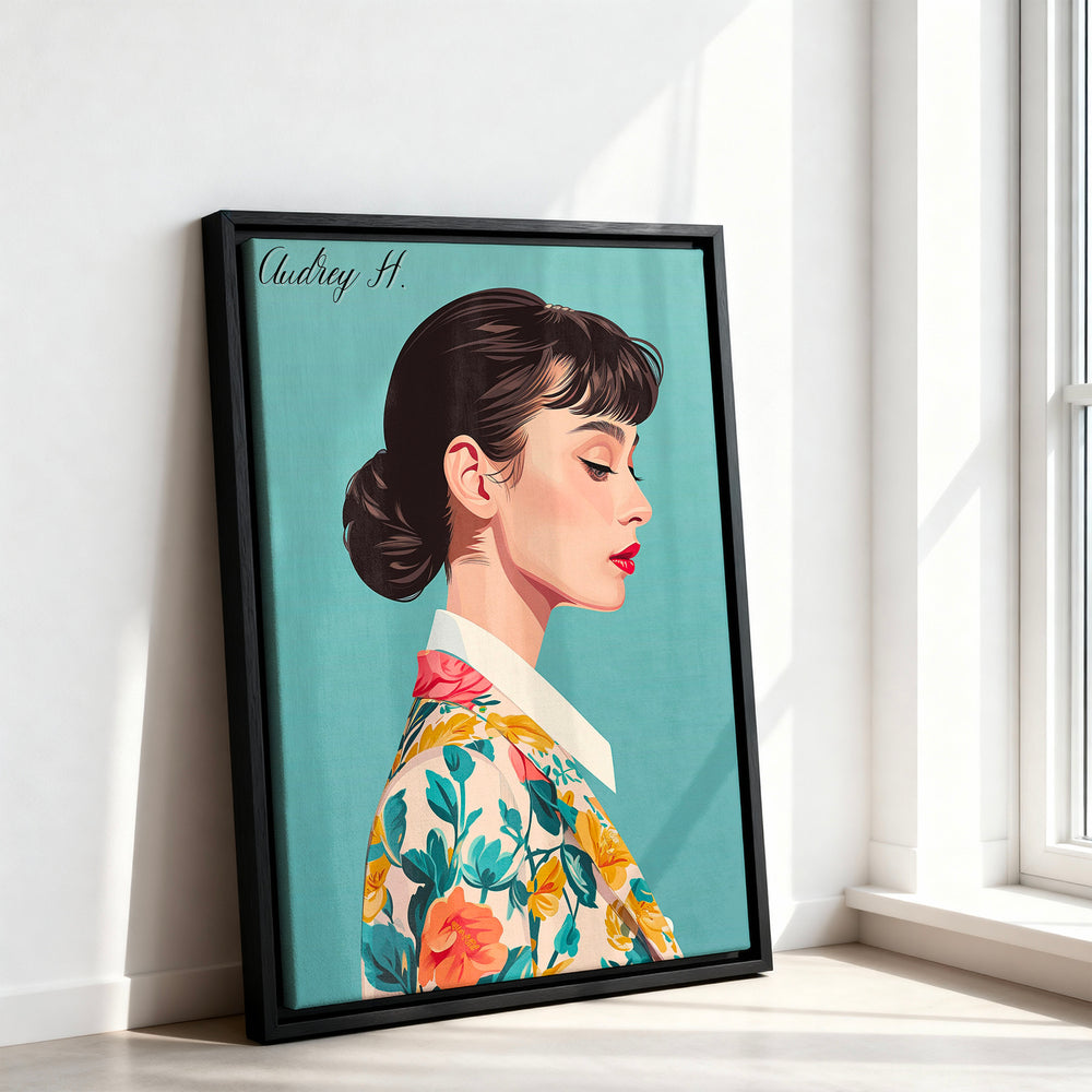 Le tableau accroché en situation dans un intérieur meublé.