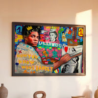 Le tableau accroché en situation dans un intérieur meublé.