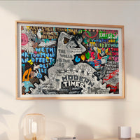 Le tableau accroché en situation dans un intérieur meublé.