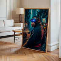 Le tableau accroché en situation dans un intérieur meublé.