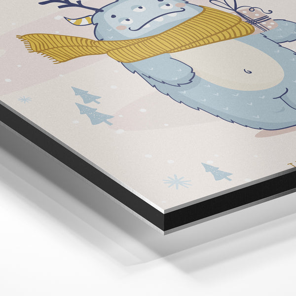 Créature hivernale et son ami – Affiche doodle enfant — Aluminium Dibond