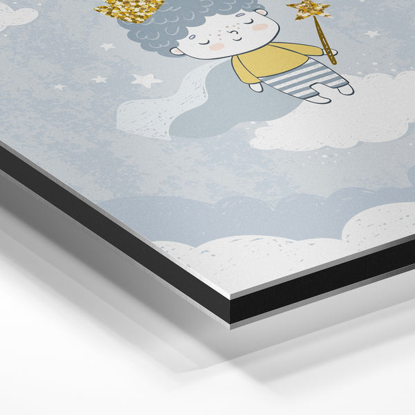 Golden Boy – Affiche enfant nuages et étoiles — Aluminium Dibond