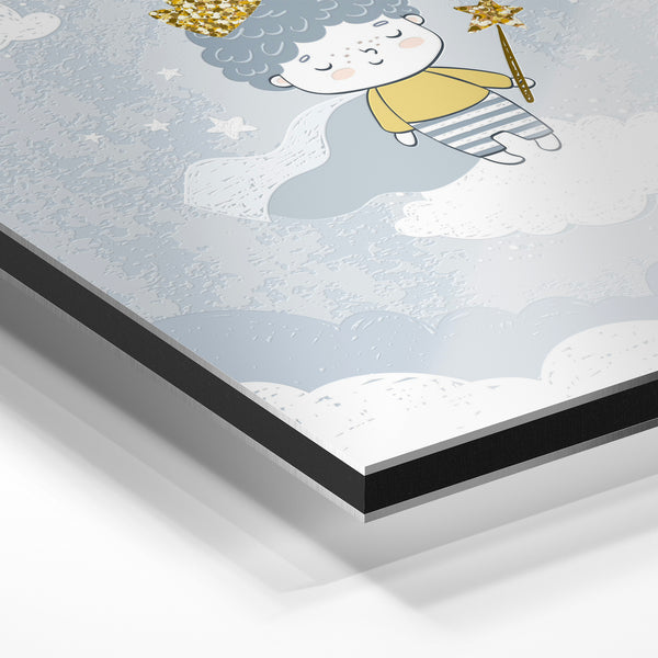 Golden Boy – Affiche enfant nuages et étoiles — Aluminium Dibond relief 3D