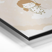 Gros plan de la matière : le tirage contrecollé sur aluminium Dibond mat, tranche visible.