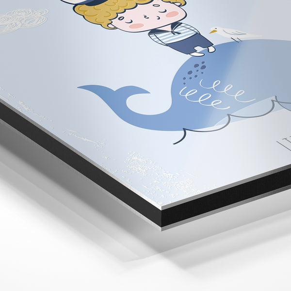 Little Sailor, affiche pop-art rétro bleu pâle — Aluminium Dibond relief 3D