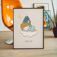 L'impression présentée en poster, sans encadrement, sur un mur neutre.