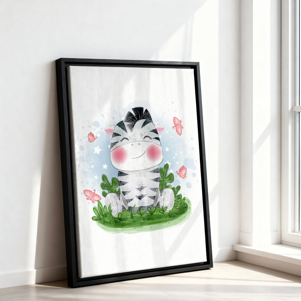 Le tableau accroché en situation dans un intérieur meublé.