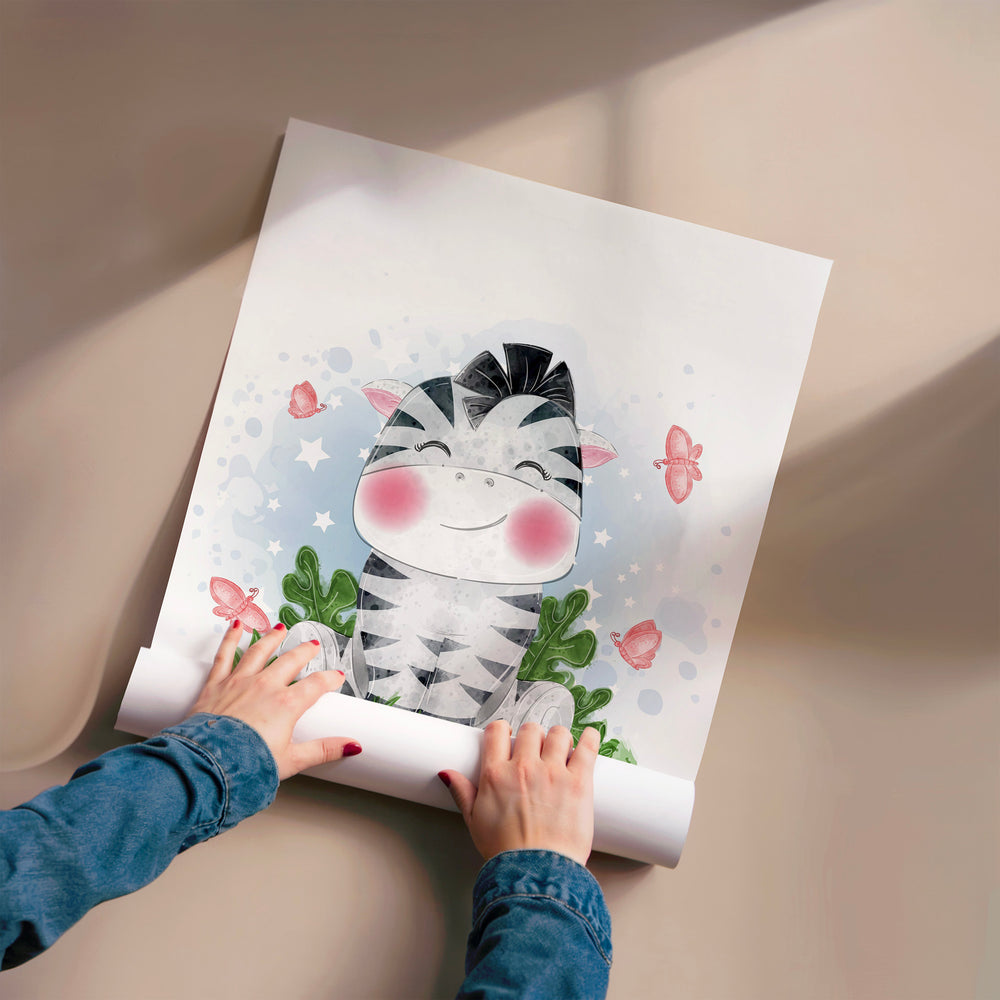 L'impression présentée en poster, sans encadrement, sur un mur neutre.