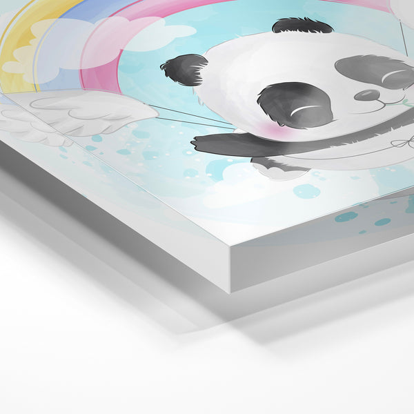 Panda ailé arc-en-ciel, style pop art doux — Verre acrylique