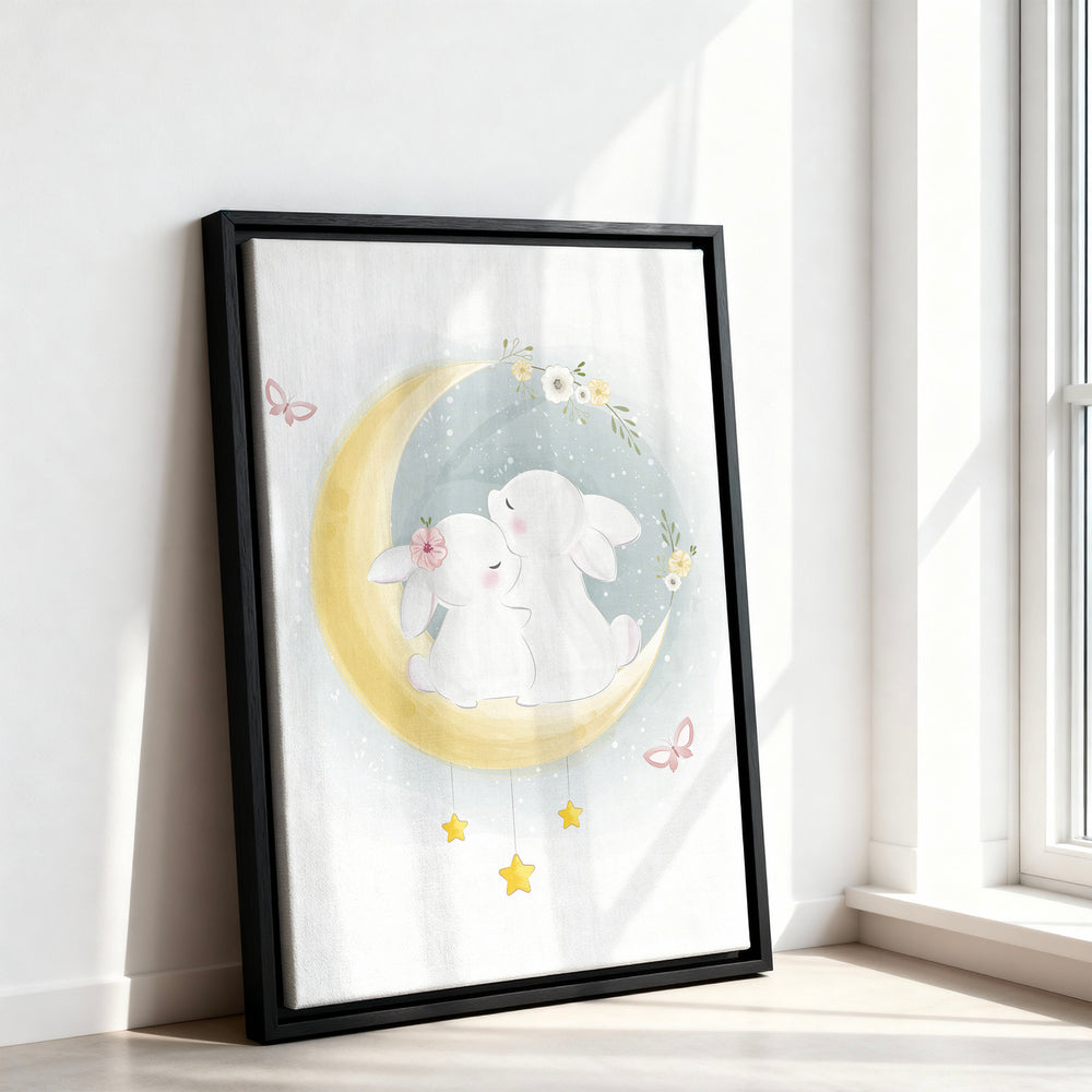 Le tableau accroché en situation dans un intérieur meublé.