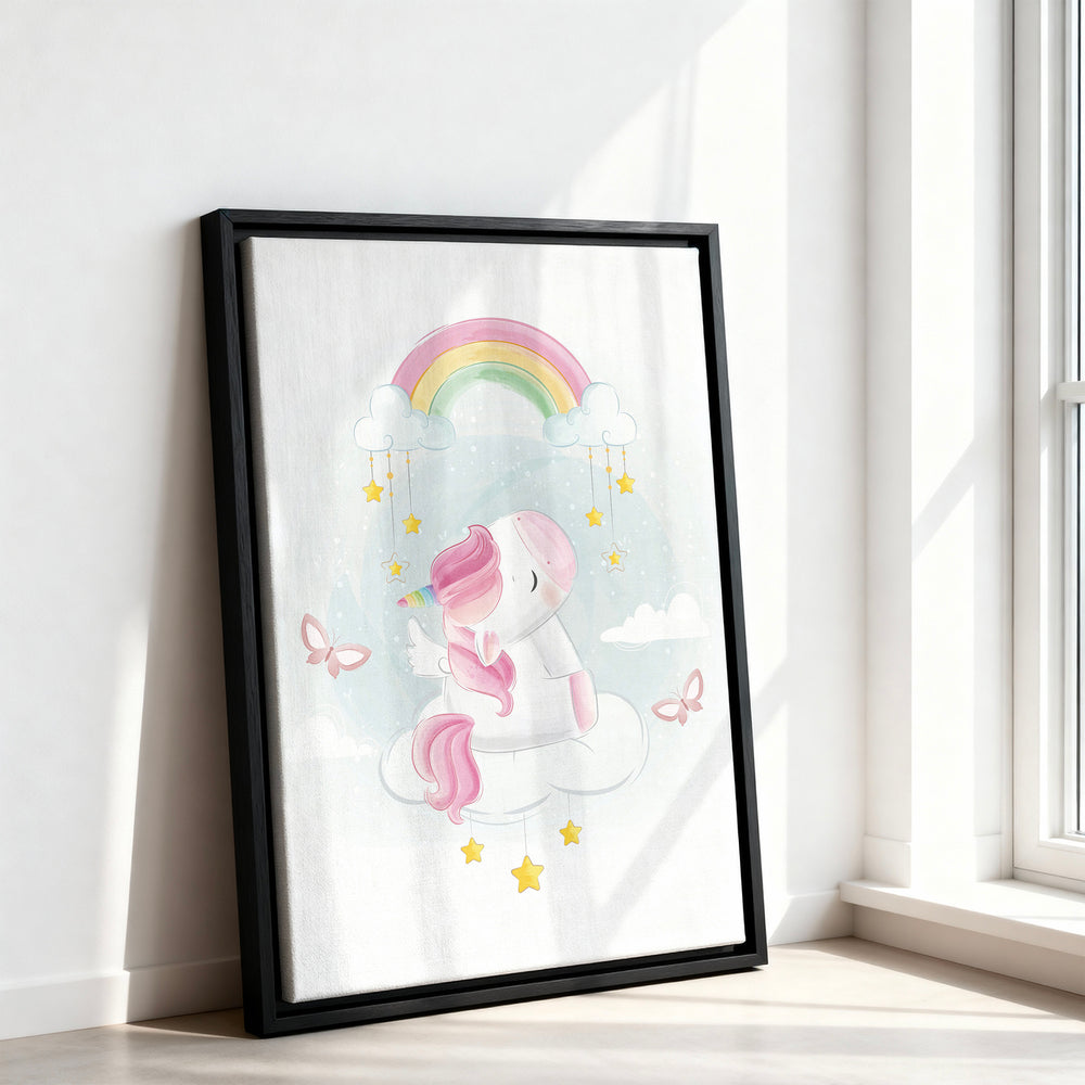 Le tableau accroché en situation dans un intérieur meublé.