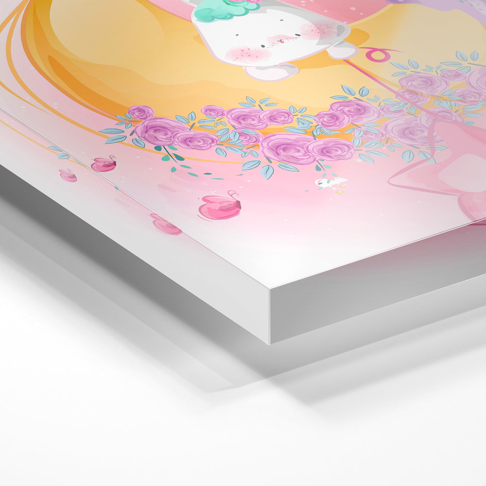 Gros plan de la matière : le tirage sous verre acrylique, tranche transparente visible.