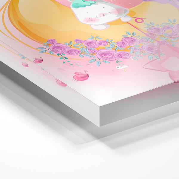 Licorne rose et or sur étoile, style doodle kawaii — Verre acrylique