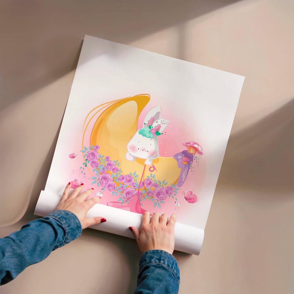L'impression présentée en poster, sans encadrement, sur un mur neutre.