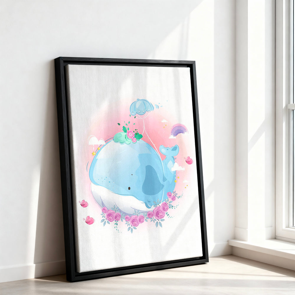 Le tableau accroché en situation dans un intérieur meublé.
