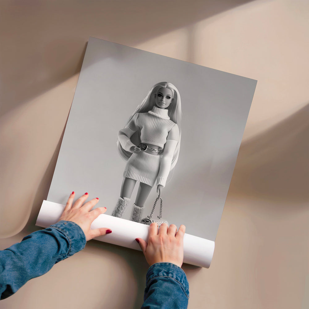 L'impression présentée en poster, sans encadrement, sur un mur neutre.