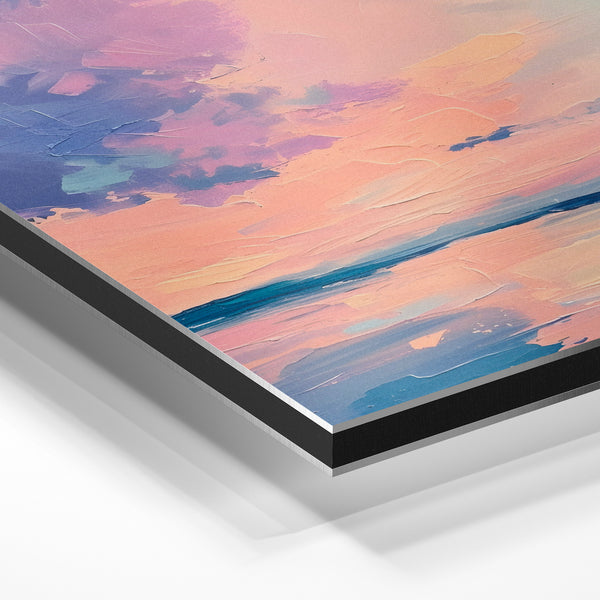 Coucher de soleil rose et bleu sur l'océan — Aluminium Dibond