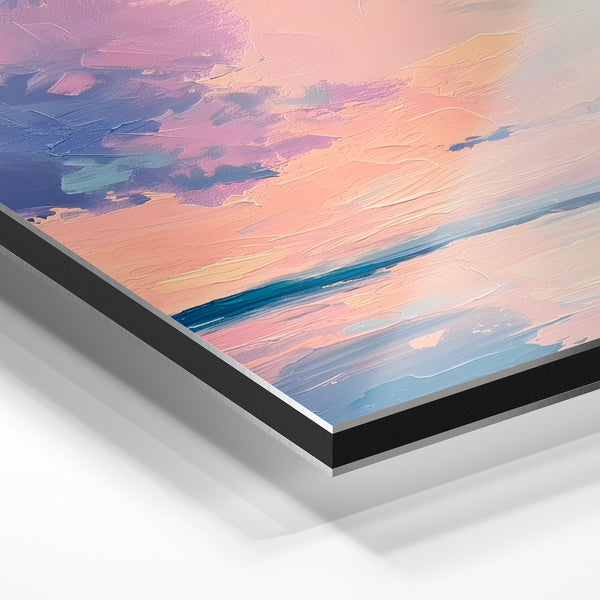Coucher de soleil rose et bleu sur l'océan — Aluminium Dibond relief 3D