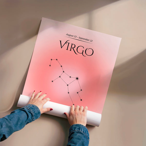 Vierge : constellation et astrologie rose — Poster HP mat