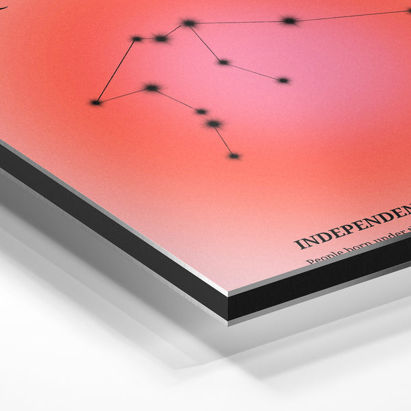 Affiche Verseau rose corail constellation — Aluminium Dibond