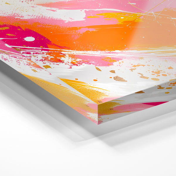 Abstrait rose et orange à coups de pinceau — Verre acrylique
