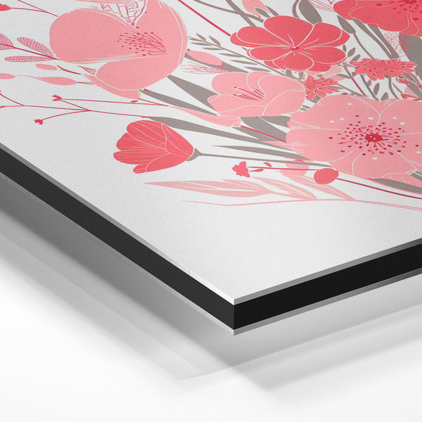 Bouquet de fleurs roses et rouges en vase — Aluminium Dibond