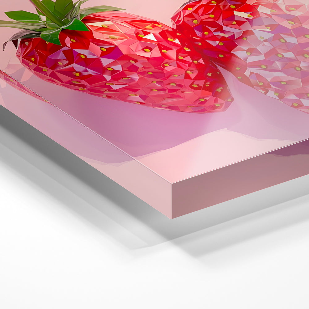 Gros plan de la matière : le tirage sous verre acrylique, tranche transparente visible.
