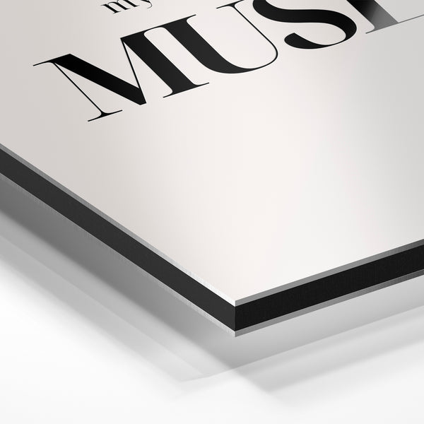 I Am My Own Muse - Affiche typographique noir et beige — Aluminium Dibond relief 3D