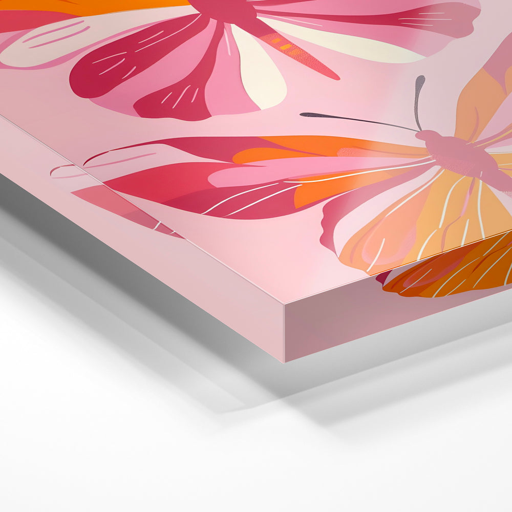 Gros plan de la matière : le tirage sous verre acrylique, tranche transparente visible.