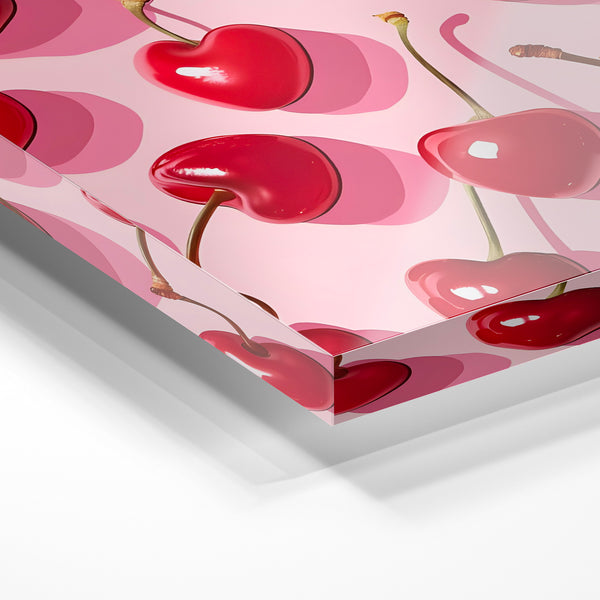 Cerises rouges et roses, affiche pop art — Verre acrylique
