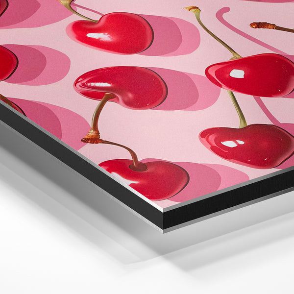 Cerises rouges et roses, affiche pop art — Aluminium Dibond