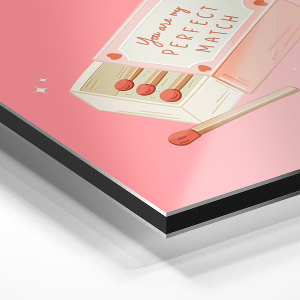 You Are My Perfect Match – Affiche pop art rose — Aluminium Dibond relief 3D