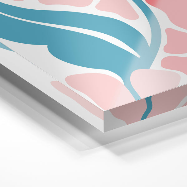 Fleurs abstraites et feuille bleu scandinave — Verre acrylique