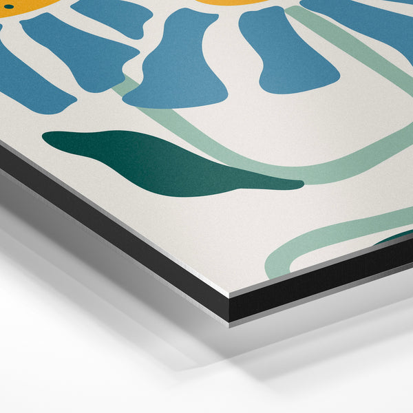 Fleurs bleu et or style scandinave minimaliste — Aluminium Dibond