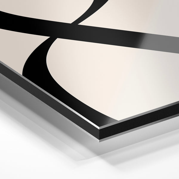 Ampersand noir et blanc, line art minimaliste — Aluminium Dibond relief 3D