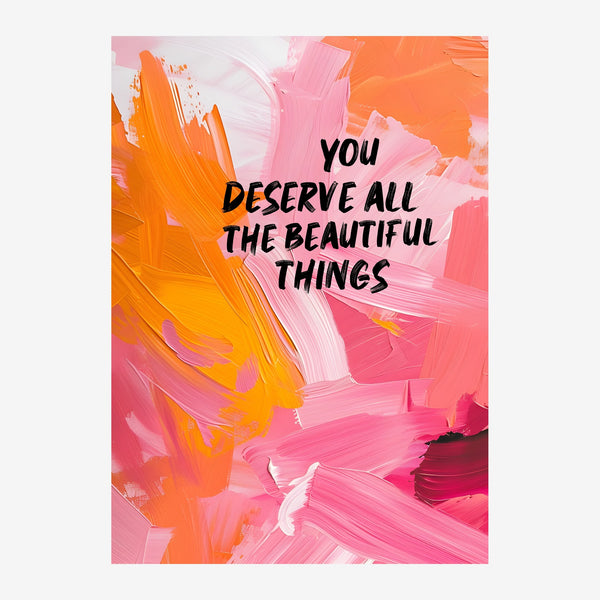 Tu mérites toutes les belles choses - Affiche pop rose et orange — Toile sur châssis